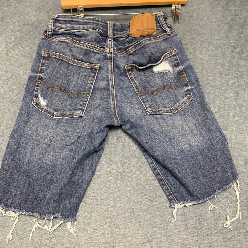American Eagle Outfitters Shorts Womens 28 Blue Denim Cotton Distressed Raw Hem